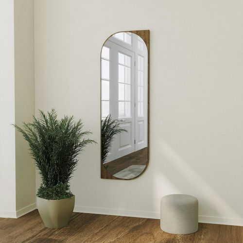 Miroir Mural Plein Pied Effet Noyer - Forme Capsule 152 Cm Cody