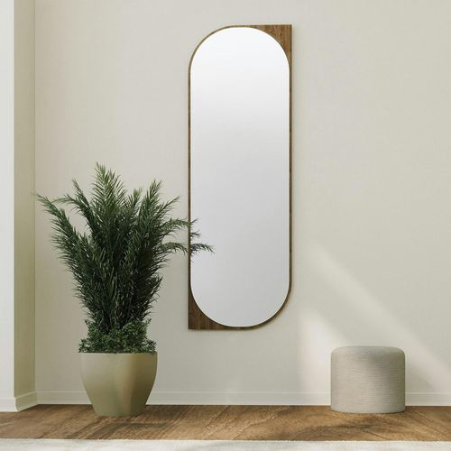 Miroir Mural Plein Pied Effet Noyer - Forme Capsule 152 Cm Cody