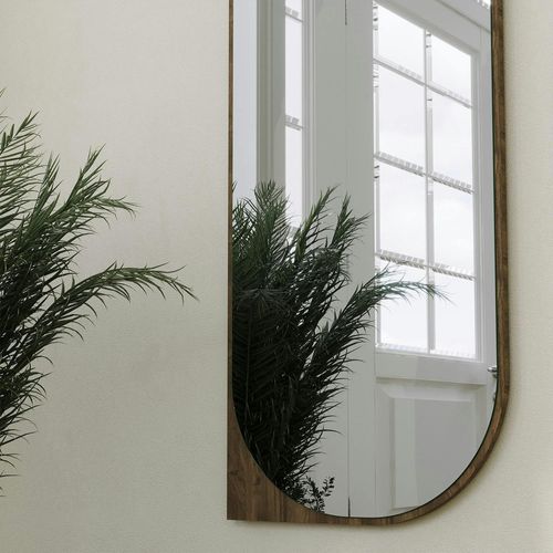 Miroir Mural Plein Pied Effet Noyer - Forme Capsule 152 Cm Cody