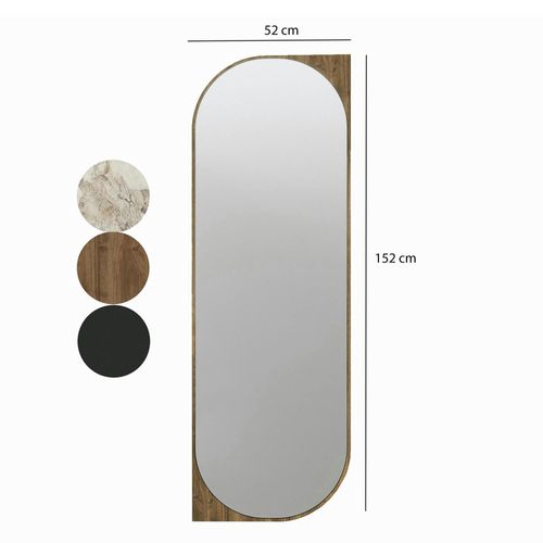 Miroir Mural Plein Pied Effet Noyer - Forme Capsule 152 Cm Cody