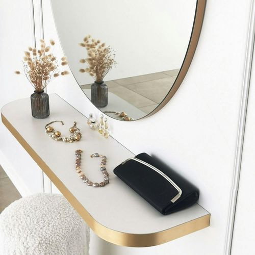 Miroir Rond Moderne Avec Bordure Dorée Ø90 Cm Cody