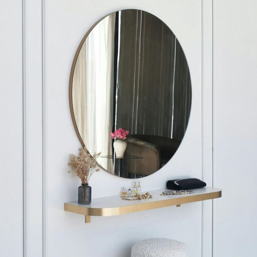 Miroir Rond Moderne Avec Bordure Dorée Ø90 Cm Cody