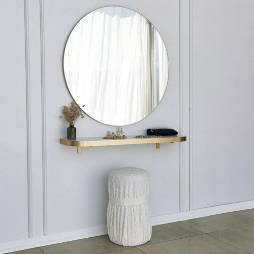 Miroir Rond Moderne Avec Bordure Dorée Ø90 Cm Cody