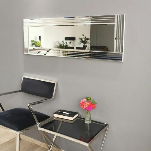 Miroir Horizontal Moderne Chic - Cadre Strié 120 Cm Cody