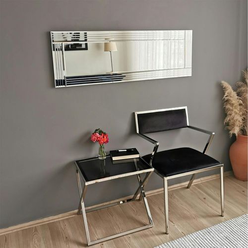 Miroir Horizontal Moderne Chic - Cadre Strié 120 Cm Cody