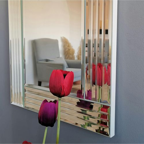 Miroir Rectangulaire Moderne Chic - Cadre Strié 120 Cm Cody