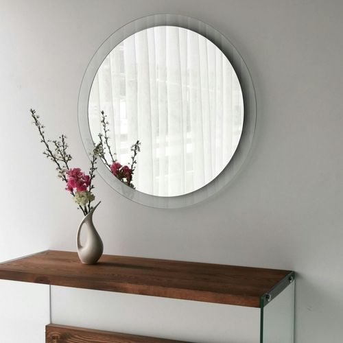 Miroir Rond Moderne Cadre Verre Transparent Ø65 Cm Cody