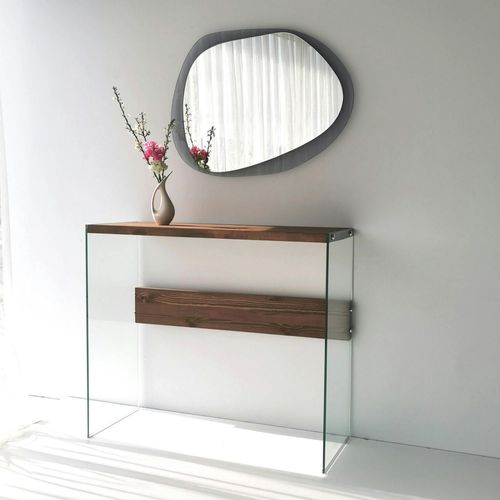 Miroir Design Organique Cadre Verre Fumé 75 Cm Cody
