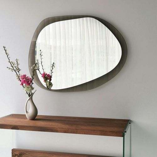 Miroir Design Organique Cadre Verre Ambré 75 Cm Cody