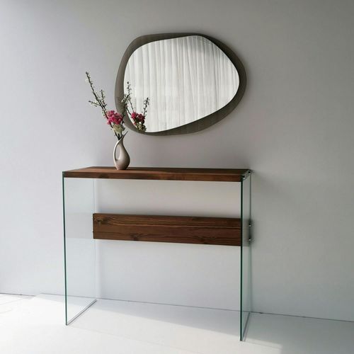 Miroir Design Organique Cadre Verre Ambré 75 Cm Cody