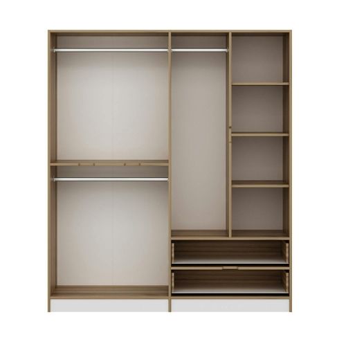 Armoire Penderie Moderne - 6 Portes Blanches L.185 Cm Byron