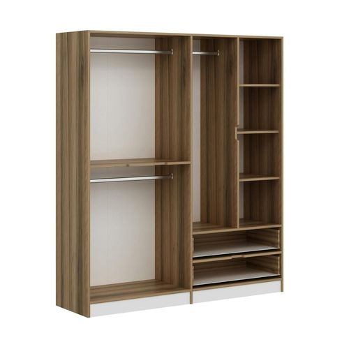 Armoire Penderie Moderne - 6 Portes Blanches L.185 Cm Byron