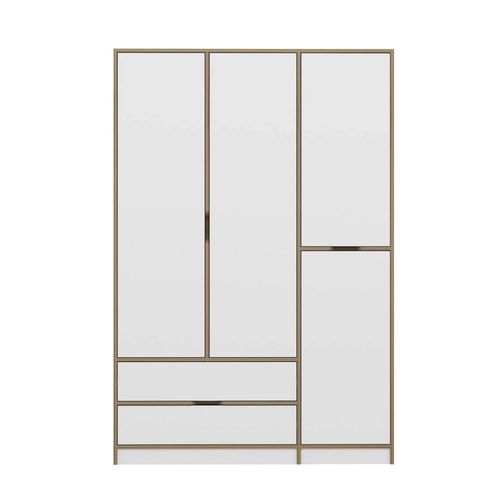 Armoire Penderie Moderne - 4 Portes Blanches L.140 Cm Byron