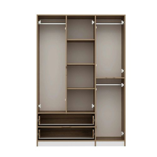 Armoire Penderie Moderne - 4 Portes Blanches L.140 Cm Byron