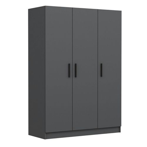 Armoire Penderie Moderne Gris Foncé - 3 Portes Byron