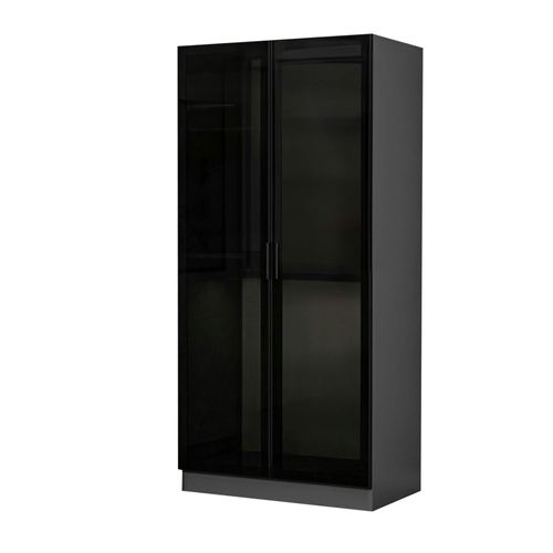 Armoire Penderie Grise Vitrée - 2 Portes H.210 Cm Byron