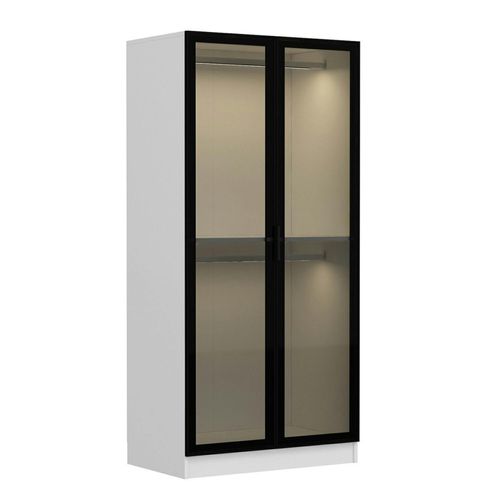 Armoire Penderie Design Blanche - 2 Portes Vitrées Byron
