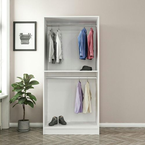 Armoire Penderie Design Blanche - 2 Portes Vitrées Byron