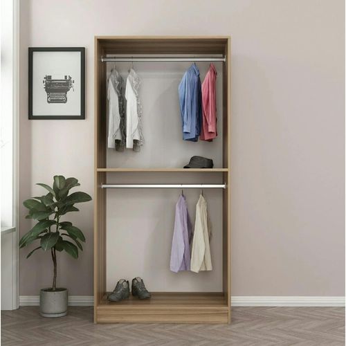 Armoire Penderie Moderne Effet Bois - 2 Portes Byron