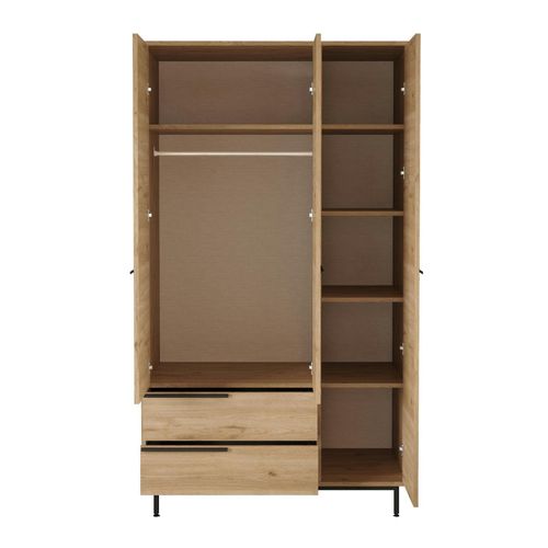 Armoire Penderie Moderne Effet Bois - 3 Portes Byron