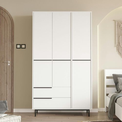 Armoire Penderie Blanche Style Moderne - 3 Portes Byron