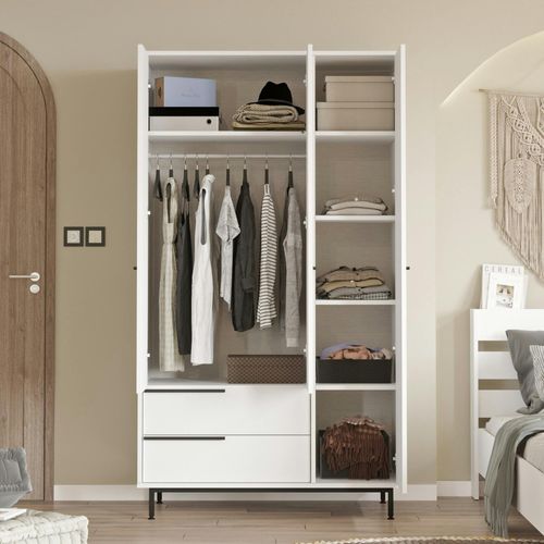 Armoire Penderie Blanche Style Moderne - 3 Portes Byron