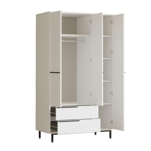 Armoire Penderie Blanche Style Moderne - 3 Portes Byron