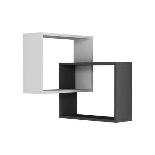 Étagère D'angle Blanc et Gris - 2 Cubes Imbriqués Marfa