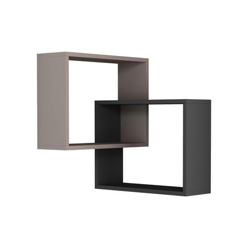 Étagère D'angle Design Moka et Gris - 2 Cubes Imbriqués Marfa