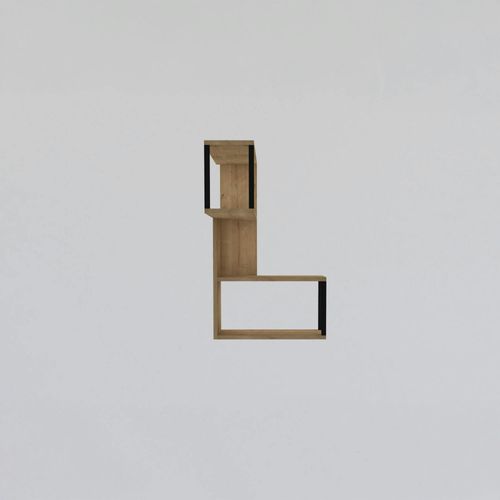 Etagère Murale D'angle Effet Bois Clair - 2 Niches Jena