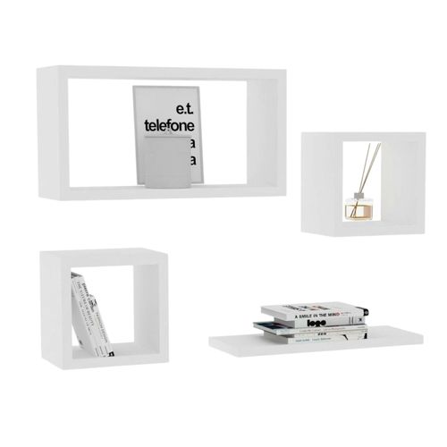 Etagère Murale Modulable Blanche Moderne (lot De 4) Marfa