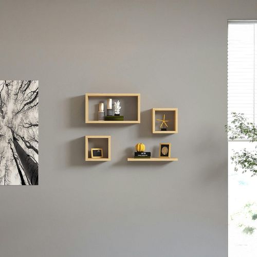 Etagère Murale Modulable Effet Bois Clair (lot De 4) Marfa