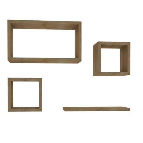 Etagère Murale Modulable Effet Bois Clair (lot De 4) Marfa