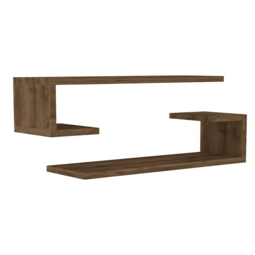 Étagère Murale Effet Bois Noyer Avec Retour (lot De 2) Marfa