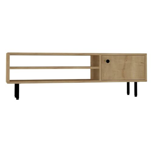 Meuble TV Moderne Effet Bois Clair - 2 Niches Traversantes Jena