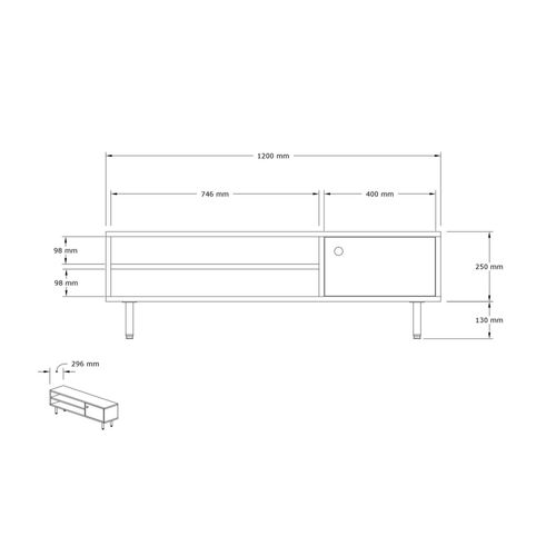 Meuble TV Moderne Effet Bois Clair - 2 Niches Traversantes Jena