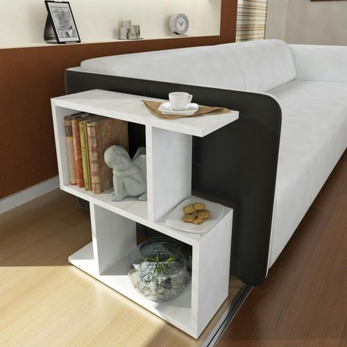 Bout De Canapé Blanc Design Avec Étagères Marfa