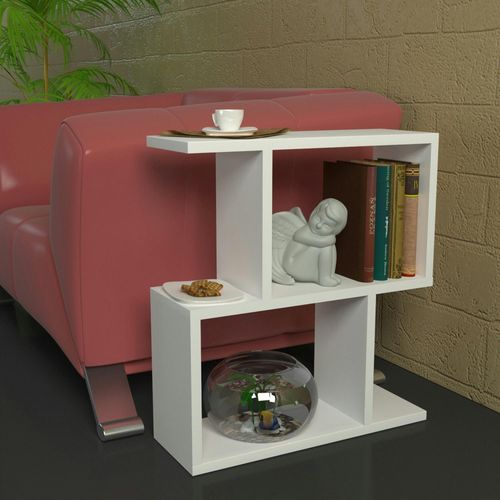 Bout De Canapé Blanc Design Avec Étagères Marfa