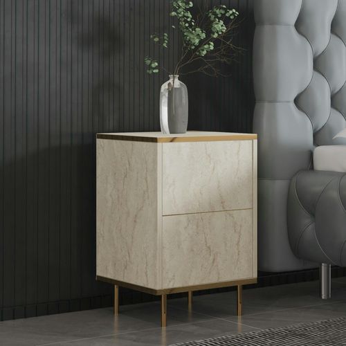 Table De Nuit Moderne Chic Effet Travertin, 1 Porte Byron