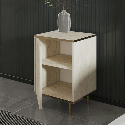 Table De Nuit Moderne Chic Effet Travertin, 1 Porte Byron