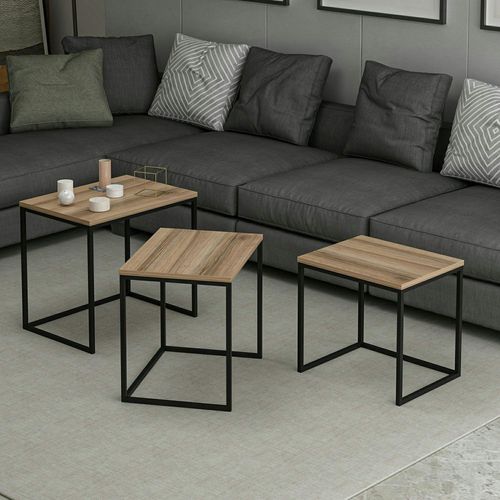 Table Gigogne Rectangulaire Effet Noyer (lot De 3) Jena