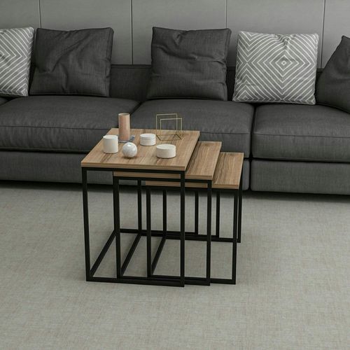 Table Gigogne Rectangulaire Effet Noyer (lot De 3) Jena