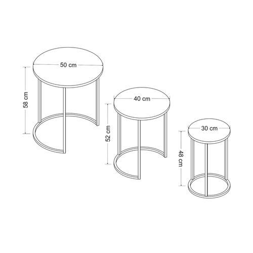 Bout De Canapé Rond Effet Marbre Noir (lot De 3) Jena