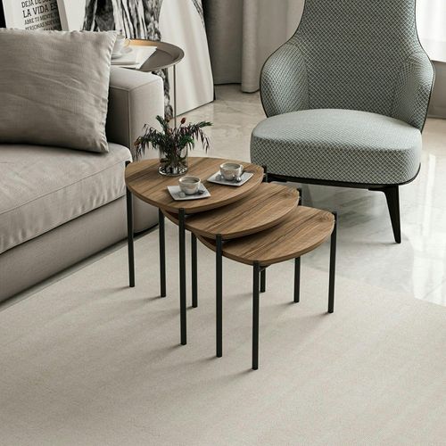 Petite Table Gigogne Moderne Effet Noyer (lot De 3) Jena