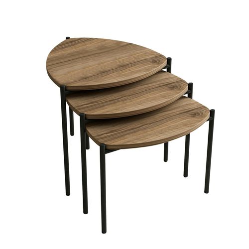 Petite Table Gigogne Moderne Effet Noyer (lot De 3) Jena