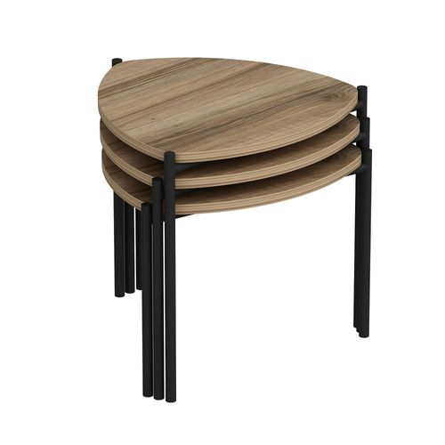 Petite Table Gigogne Moderne Effet Noyer (lot De 3) Jena