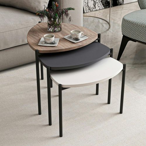 Petite Table Gigogne Moderne 3 Couleurs (lot De 3) Jena