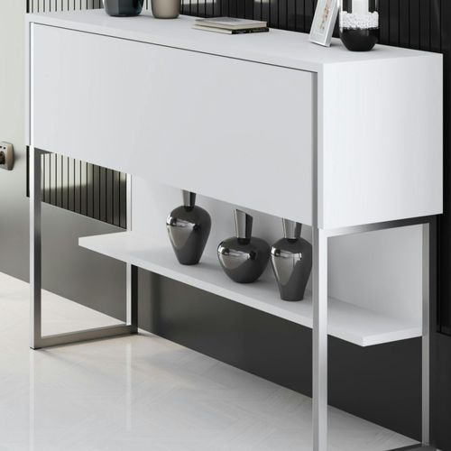 Console D'entrée Blanche Design Avec Grand Rangement Jena