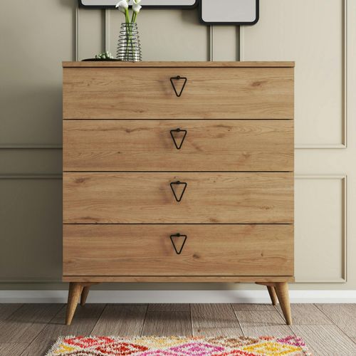 Commode De Chambre 4 Tiroirs Effet Bois Clair Marfa