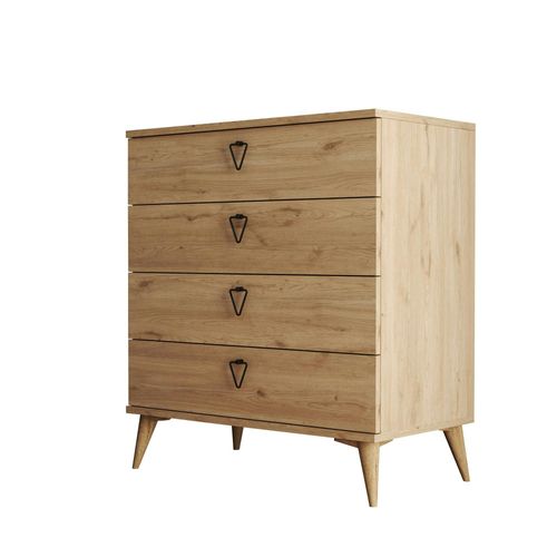 Commode De Chambre 4 Tiroirs Effet Bois Clair Marfa